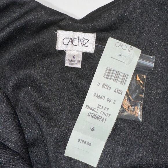 Cache Rare Vintage 90s Beaded Floral Print Silk Dress - Picture 9 of 11